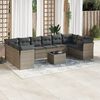 vidaXL 11-tlg. Garten-Sofagarnitur mit Kissen Grau Poly Rattan