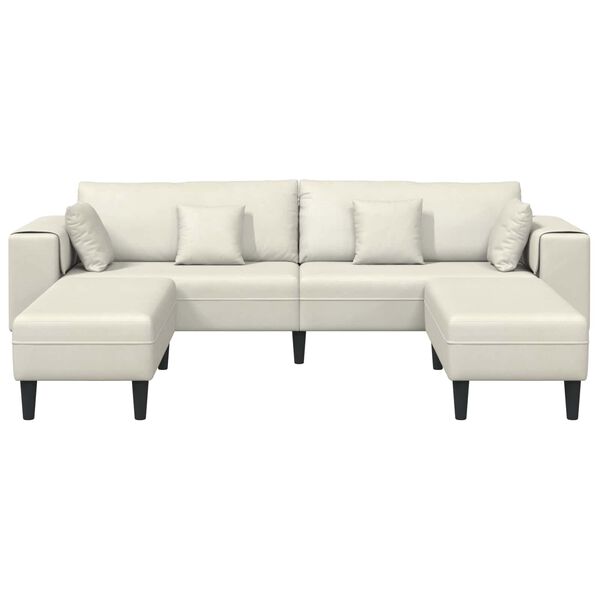 vidaXL Samt Sofa mit Kissen 3 pcs Creme 208 cm Samt