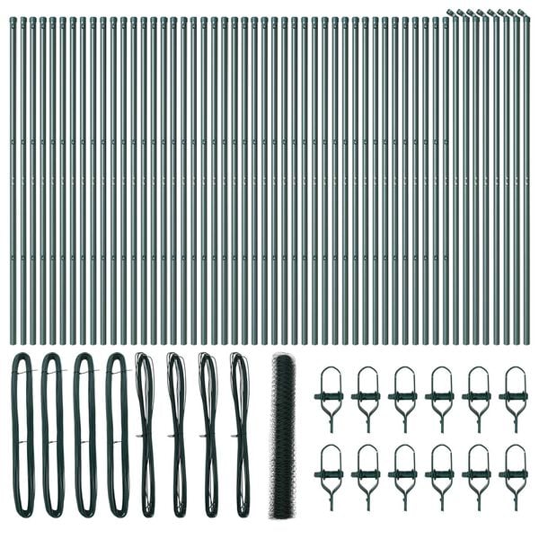 vidaXL Zaunpfosten Gr&uuml;n 100 x 1,2 m (36 mm Maschen) Stahl und PVC