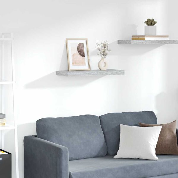 vidaXL Schweberegal Betongrau 60x23,5x3,8 cm MDF