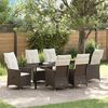 vidaXL Garten Essgruppe mit Kissen 7 pcs Braun Poly-Rattan