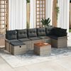 vidaXL Gartensofa-set mit Kissen mit Speicher 8 pcs Grau Poly Rattan