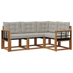 vidaXL Outdoor-Sofagarnitur 4 stk. 4-Sitzer Natur und Hellgrau