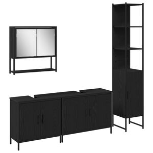 vidaXL Badezimmerm&ouml;bel-Set 4 stk. Schwarz 33 x 33 x 185,5 cm
