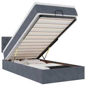 vidaXL Ottoman-Bett mit Matratze Dunkelgrau 100x200 cm Samt