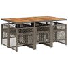 vidaXL 7-tlg. Garten-Essgruppe mit Kissen Grau Poly Rattan