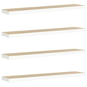 vidaXL Schweberegale 4 Stk. Eichen-Optik und Wei&szlig; 120x23,5x3,8 cm MDF