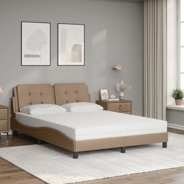 vidaXL Bett mit Matratze "Zadar" Cappuccino-Braun 140x200 cm Kunstleder