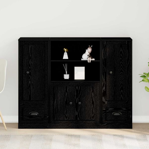 vidaXL Highboard Schwarz Eichen-Optik 132 x 35,5 x 103,5 cm