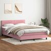 vidaXL Boxspringbett mit Matratze & LED Rosa 140x210 cm Samt