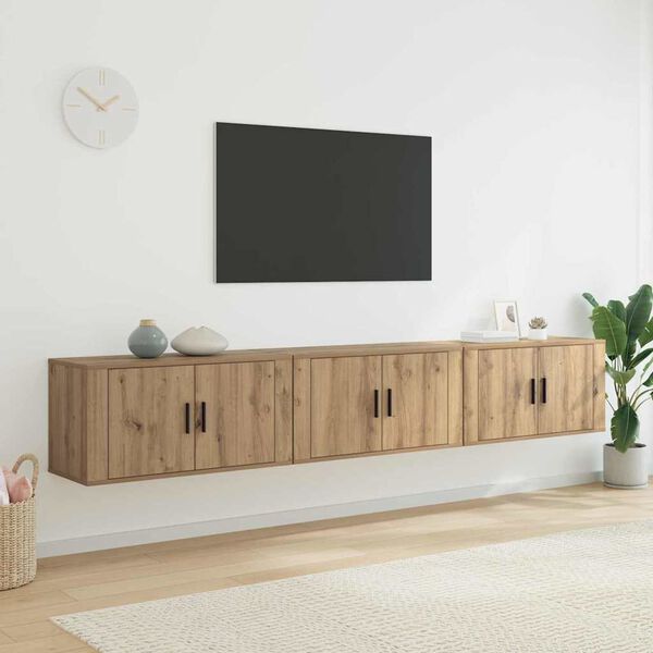 vidaXL Wand-TV-Schrank Set 3 pcs Artisan-Eiche 80 x 34,5 x 40 cm