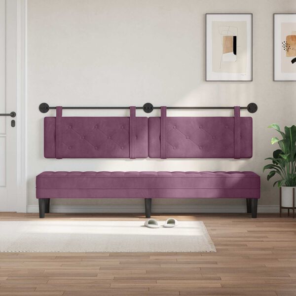 vidaXL H&auml;ngevorderseite Wandmontiert Lila 210 x 55 x 5 cm Samt
