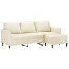 vidaXL 3-Sitzer-Sofa mit Hocker Creme 180 cm Kunstleder