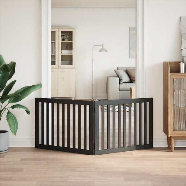 vidaXL 2-tlg. Hundetor Faltbar Schwarz 160 cm Pappelholz