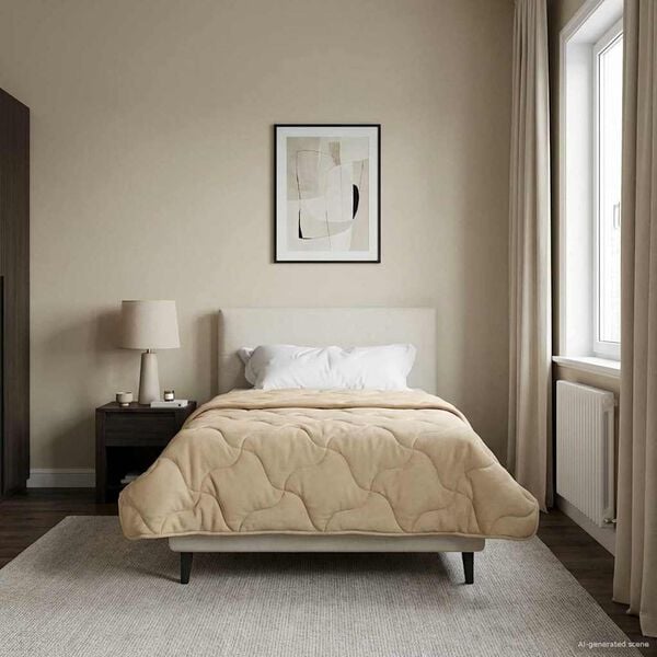 vidaXL Ganzjahresbettdecke Gepolstert Creme 140 x 200 cm