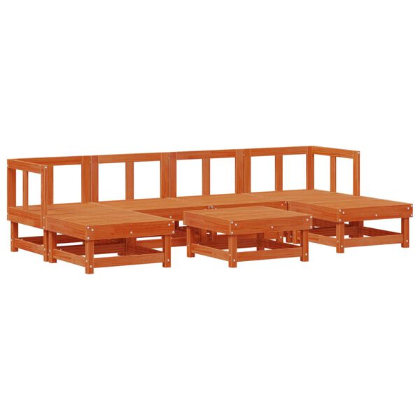 vidaXL Garten-Lounge-Set 7 pcs Wachsbraun Massives Kiefernholz