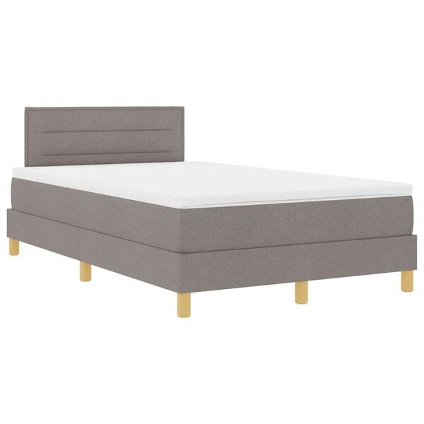 vidaXL Boxspringbett mit Matratze Taupe 120 x 190 cm Stoff