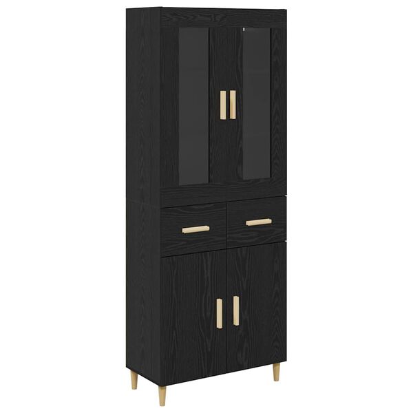 vidaXL Highboard Schwarz Eichen-Optik 69,5 x 34 x 180 cm Holzwerkstoff