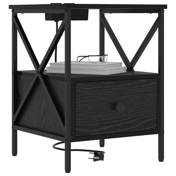 vidaXL Nachttisch Schwarz Eichen-Optik 41,5 x 40,5 x 55 cm