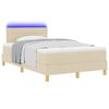 vidaXL LED Boxspringbett mit Matratze mit LED Creme 120 x 190 cm Stoff