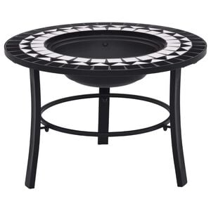 vidaXL Feuerstelle Mosaik Keramik Schwarz und Wei&szlig; 68 cm