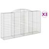 vidaXL Gabionen mit Hochbogen 3 Stk. 300x50x160/180cm Verzinktes Eisen