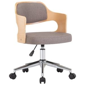 vidaXL Drehbarer B&uuml;rostuhl Taupe Bugholz und Stoff