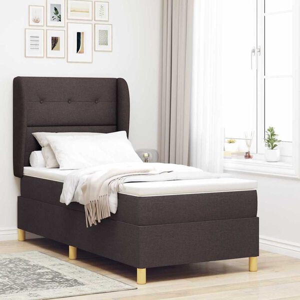 vidaXL Boxspringbett mit Matratze Dunkelgrau 90x190 cm Dunkelbraun