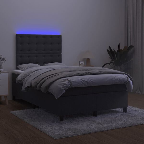 vidaXL Boxspringbett mit Matratze & LED Schwarz 120x200 cm Samt