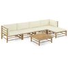 vidaXL 6-tlg. Garten-Lounge-Set mit Cremewei&szlig;en Kissen Bambus