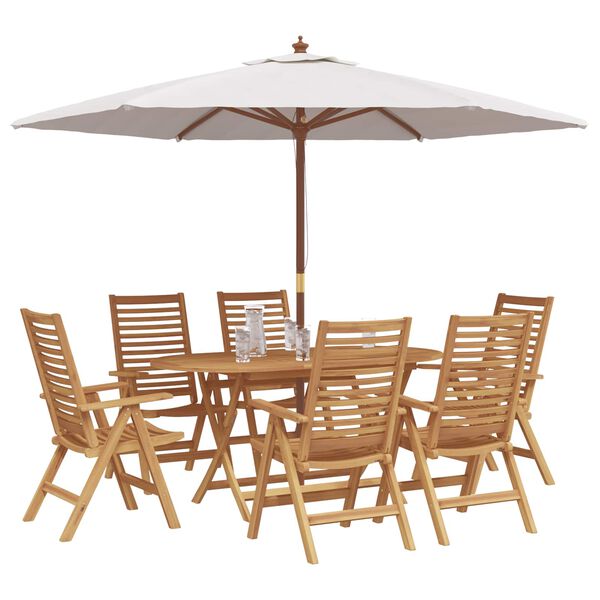 vidaXL Garten Essgruppe 7 pcs Braun Massivholz Teak