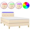 vidaXL Boxspringbett mit Matratze & LED Creme 120x200 cm Stoff