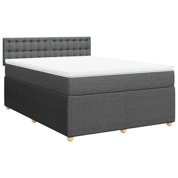 vidaXL Boxspringbett mit Matratze Dunkelgrau 140x190 cm Stoff