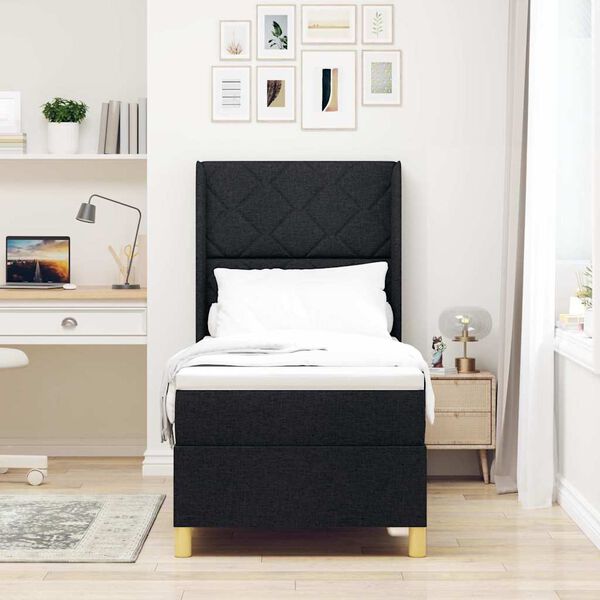 vidaXL Boxspringbett mit Matratze Schwarz 80 x 200 cm Stoff