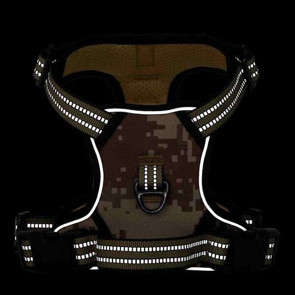 vidaXL Hundegeschirr Reflektierend Verstellbar Camouflage Braun M