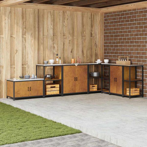 vidaXL K&uuml;chenaufbewahrung mit Regal Rostig 60 x 50 x 92 cm Stahl