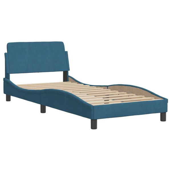 vidaXL Bett mit Matratze "Hanko" Blau 80x200 cm Samt