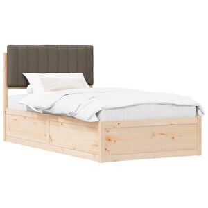 vidaXL Bettgestell mit gepolstertem Kopfteil Taupe 100 x 200 cm