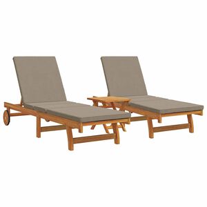 vidaXL Sonnenliege 2-Person 3 pcs Braun Massivholz Akazie