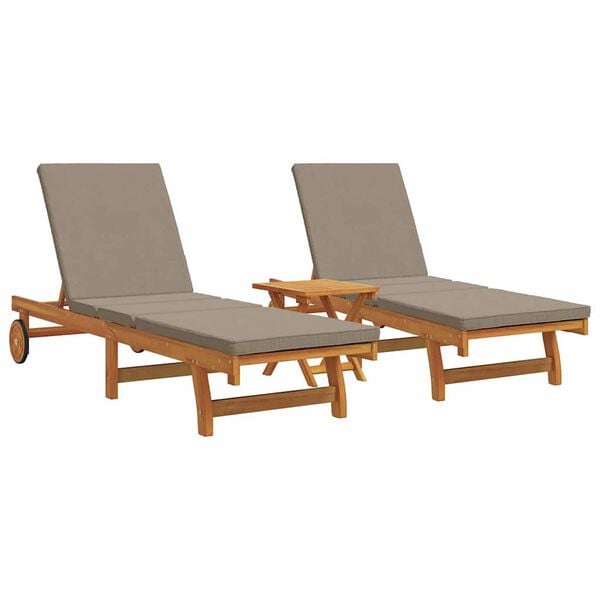 vidaXL Sonnenliege 2-Person 3 pcs Braun Massivholz Akazie