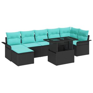 vidaXL Gartensofa-set 8 stk. Schwarz [Synthetisch]: Poly Rattan