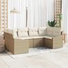 vidaXL Gartensofa-set mit Speicher 6 pcs Beige und Creme Poly-Rattan