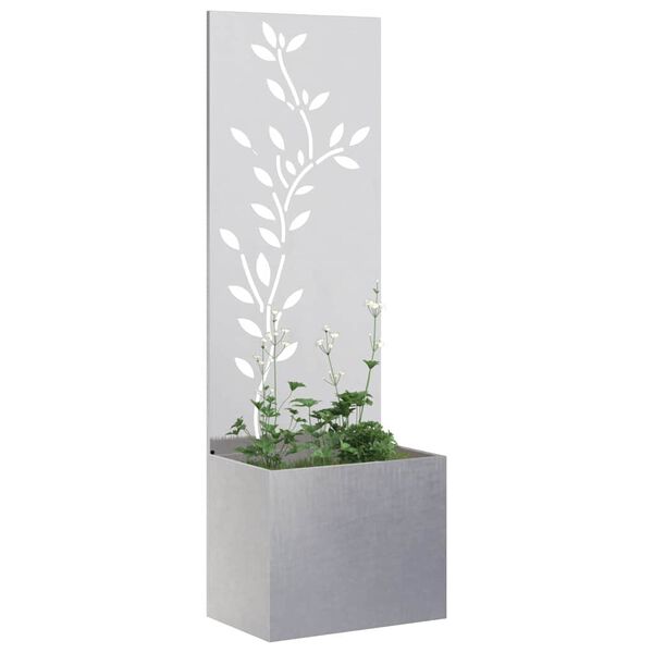 vidaXL Garten Sichtschutz-Leinwand Floral Silber 50 x 140 cm Edelstahl