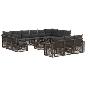vidaXL Gartensofa-set 14 stk. Grau und Dunkelgrau Poly-Rattan
