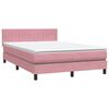 vidaXL Boxspringbett mit Matratze & LED Rosa 140x210 cm Samt