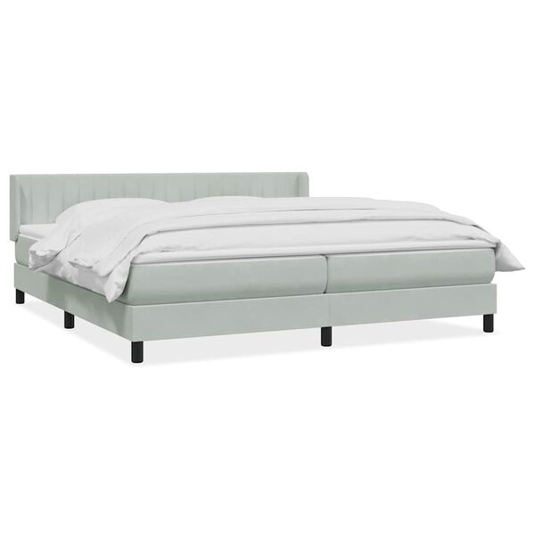 vidaXL Boxspringbett mit Matratze Hellgrau 180x210 cm Samt