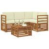 vidaXL Outdoor-Sofagarnitur 5 pcs Natur und Creme Massivholz Akazie