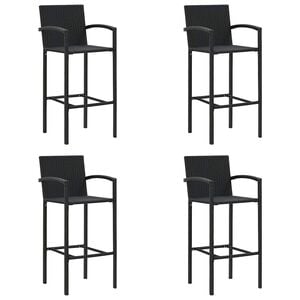 vidaXL Barhocker 4 Stk. Schwarz Poly Rattan
