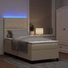 vidaXL Boxspringbett mit Matratze mit LED Creme 100 x 200 cm Stoff