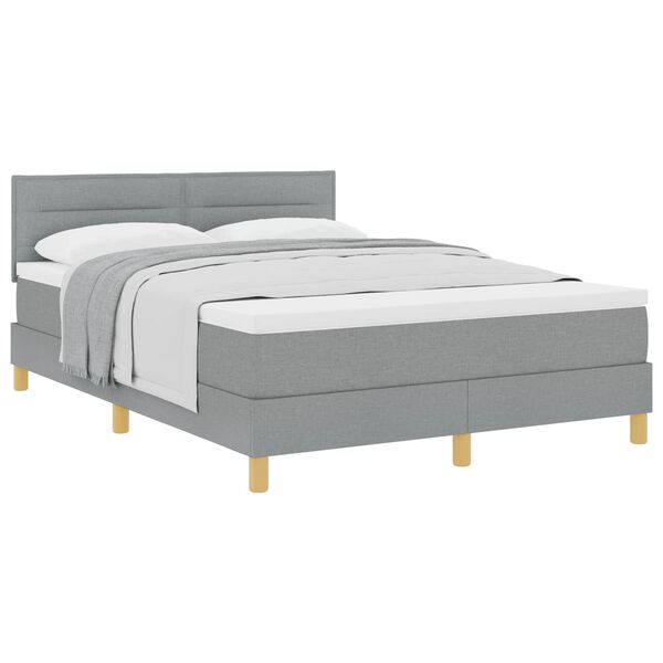 vidaXL Boxspringbett mit Matratze Hellgrau 140 x 190 cm Stoff